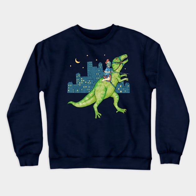 Dino Rider Crewneck Sweatshirt by micklyn